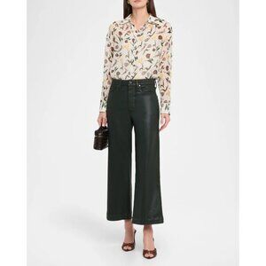 Paige Anessa Coated Black Dark Rosin Luxe Wide Ankle Jeans Size 31